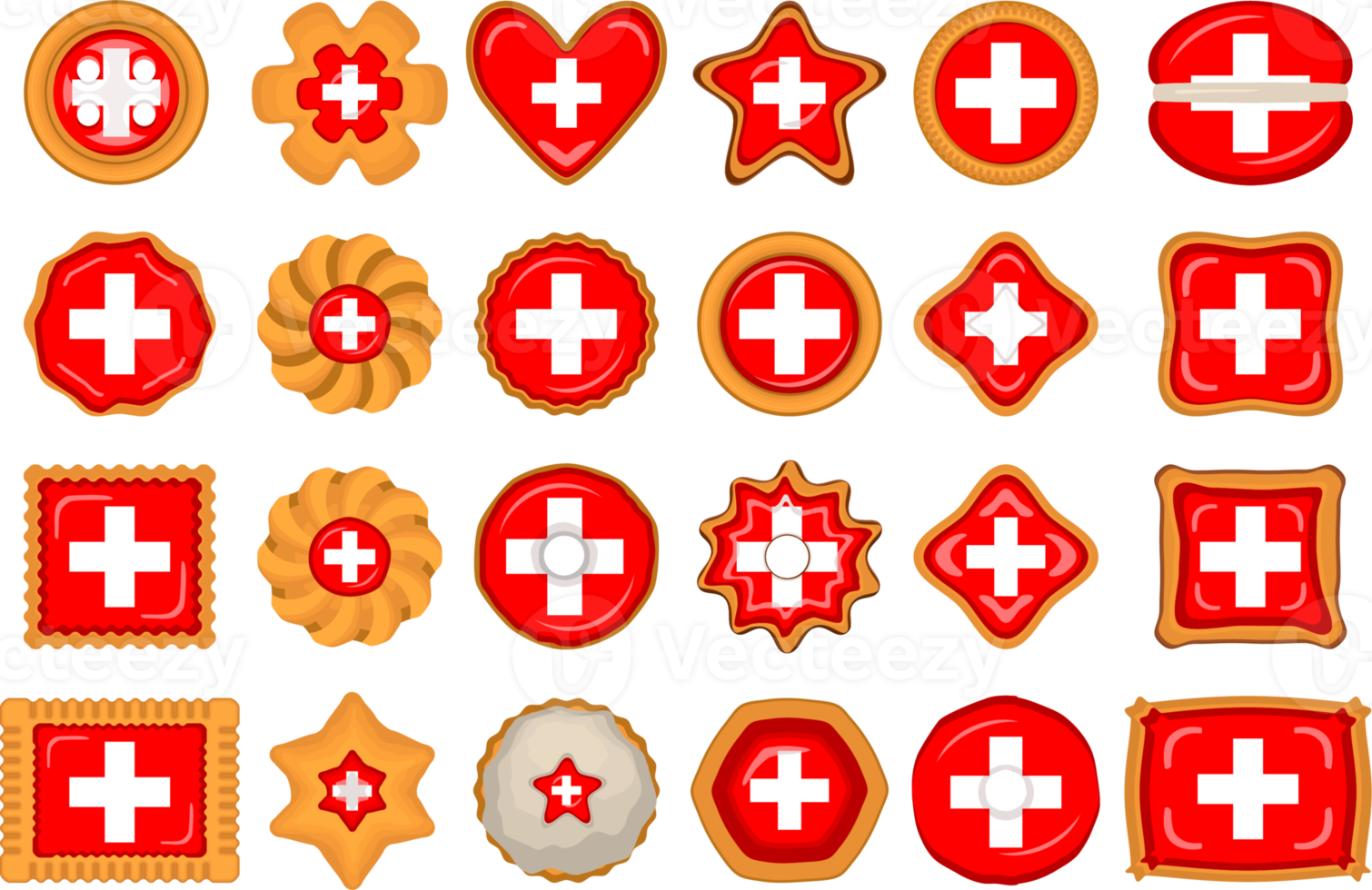 Homemade cookie with flag country Switzerland in tasty biscuit png