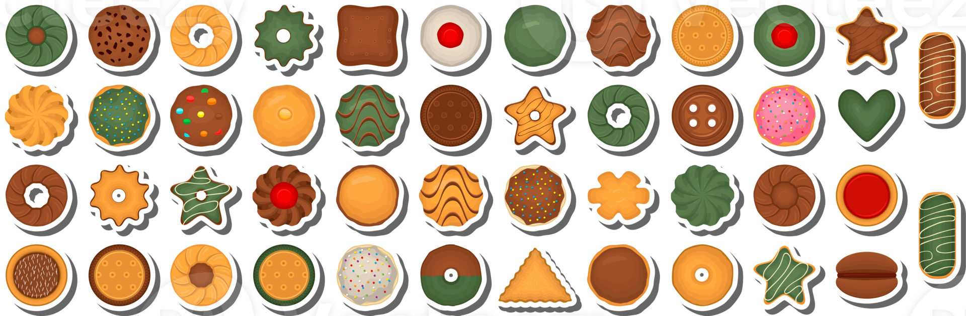 Big set homemade cookie different taste in pastry biscuit png