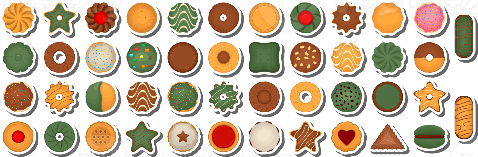 Big set homemade cookie different taste in pastry biscuit png