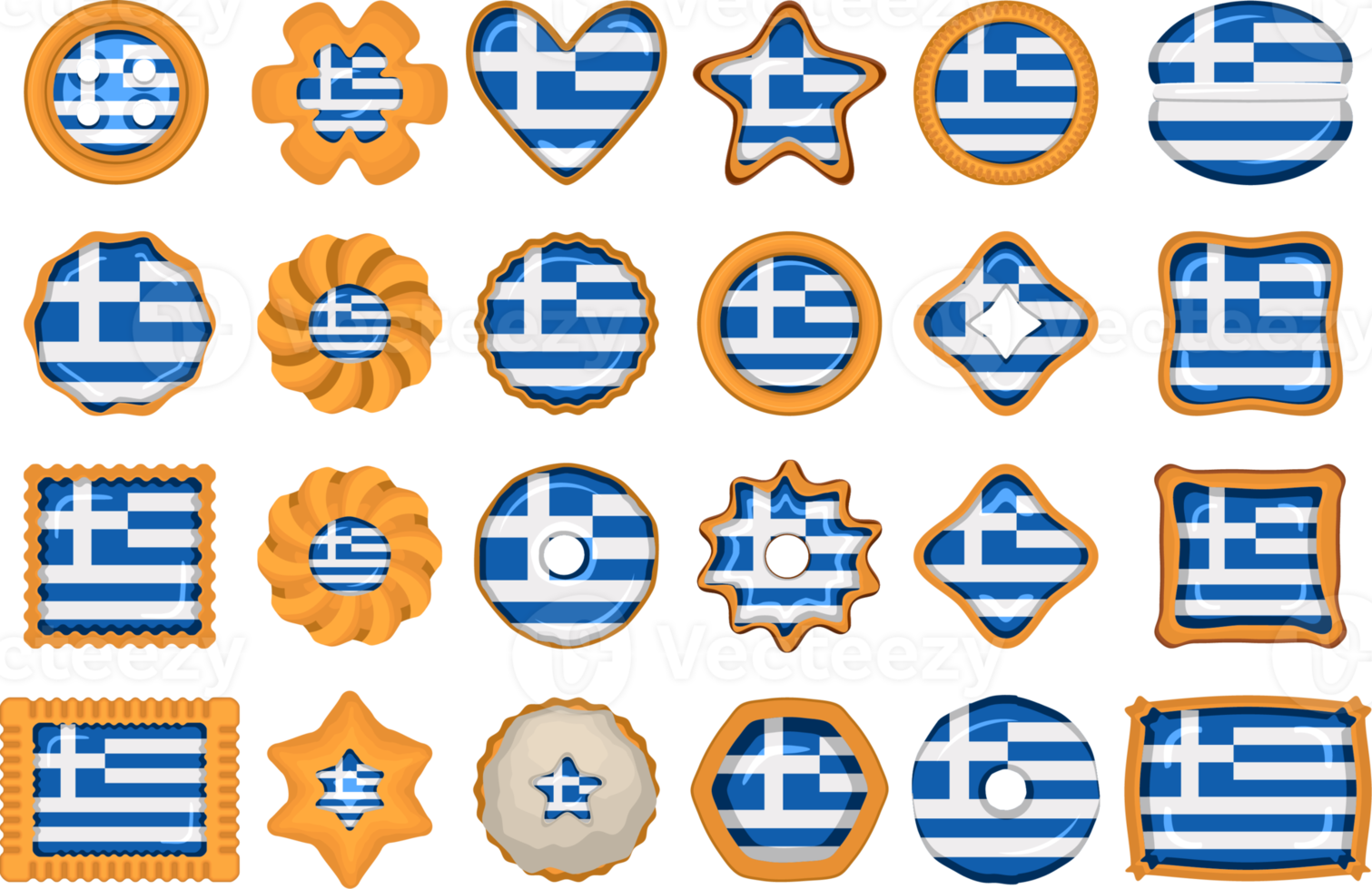 Homemade cookie with flag country Greece in tasty biscuit png