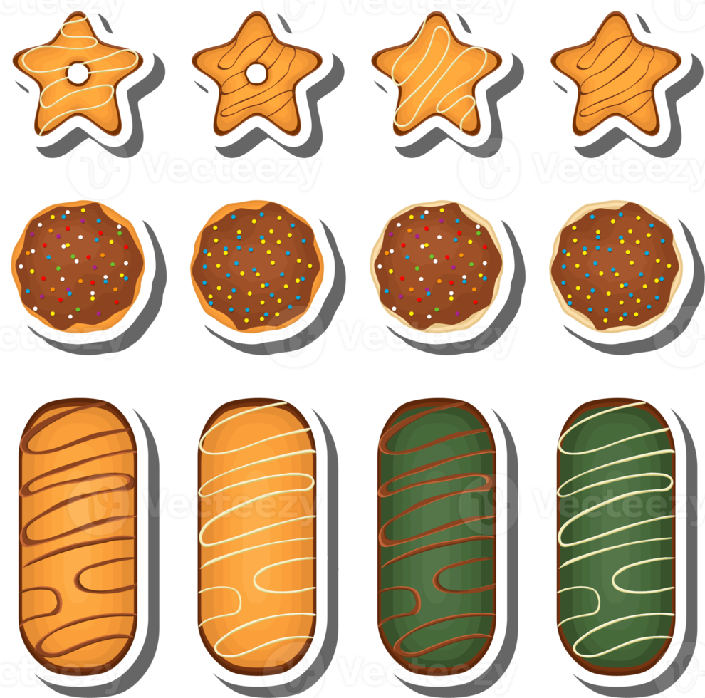 Big set homemade cookie different taste in pastry biscuit png