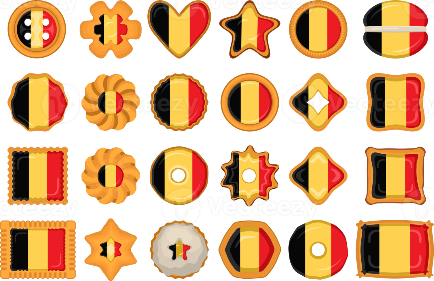 Homemade cookie with flag country Belgium in tasty biscuit png