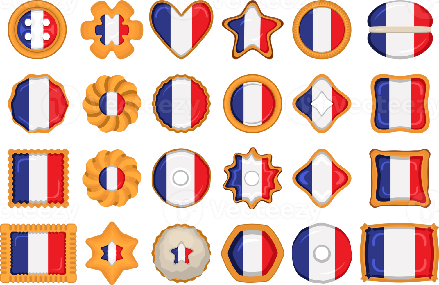 Homemade cookie with flag country France in tasty biscuit png