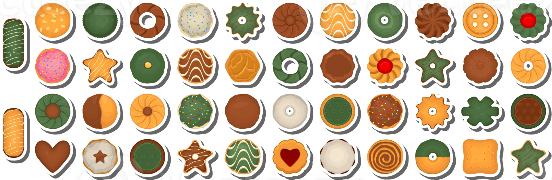 Big set homemade cookie different taste in pastry biscuit png