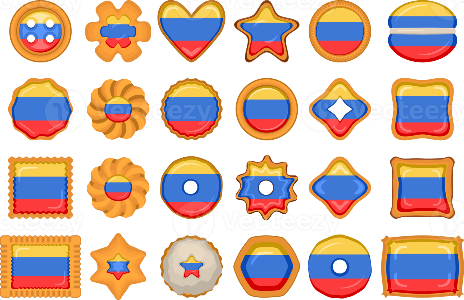 Homemade cookie with flag country Colombia in tasty biscuit png