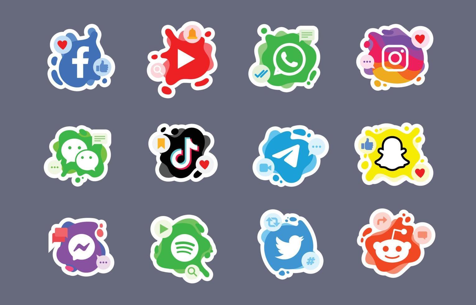 Social Media App Sticker Collection Set vector