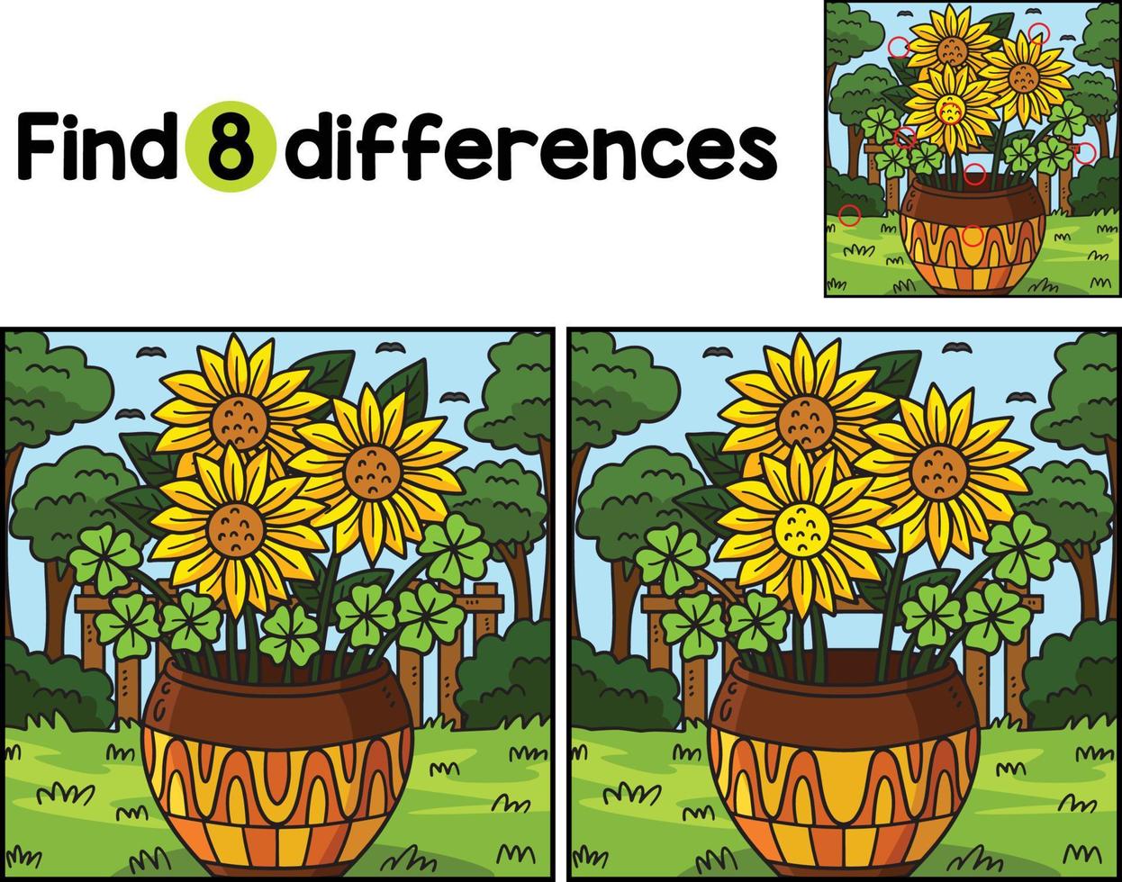 Saint Patricks Day Sun Flower Find The Differences vector