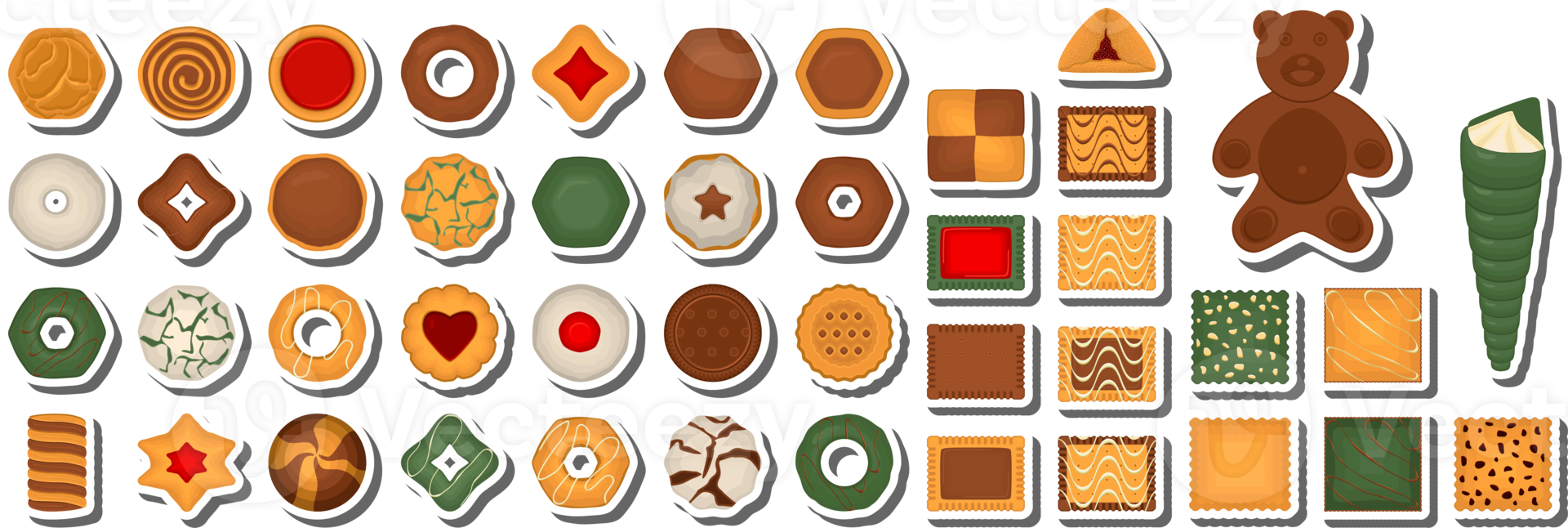 Big set homemade cookie different taste in pastry biscuit png