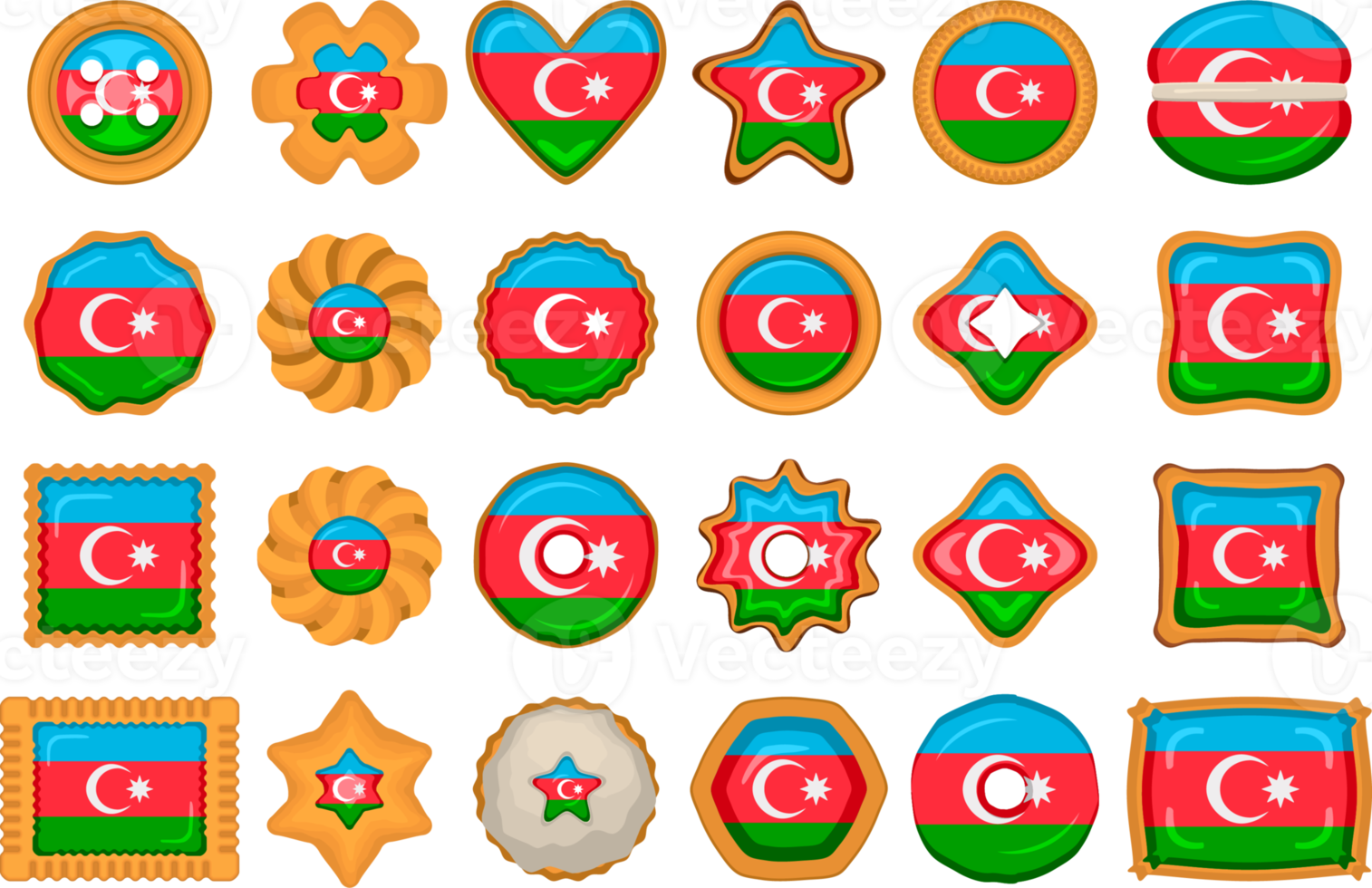 Homemade cookie with flag country Azerbaijan in tasty biscuit png