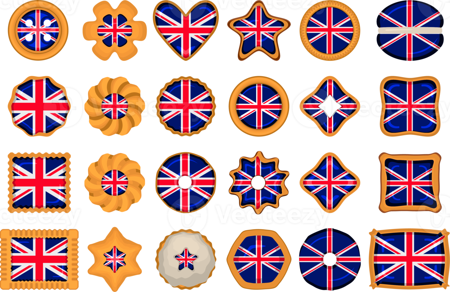 Cookie with flag country Great Britain in tasty biscuit png