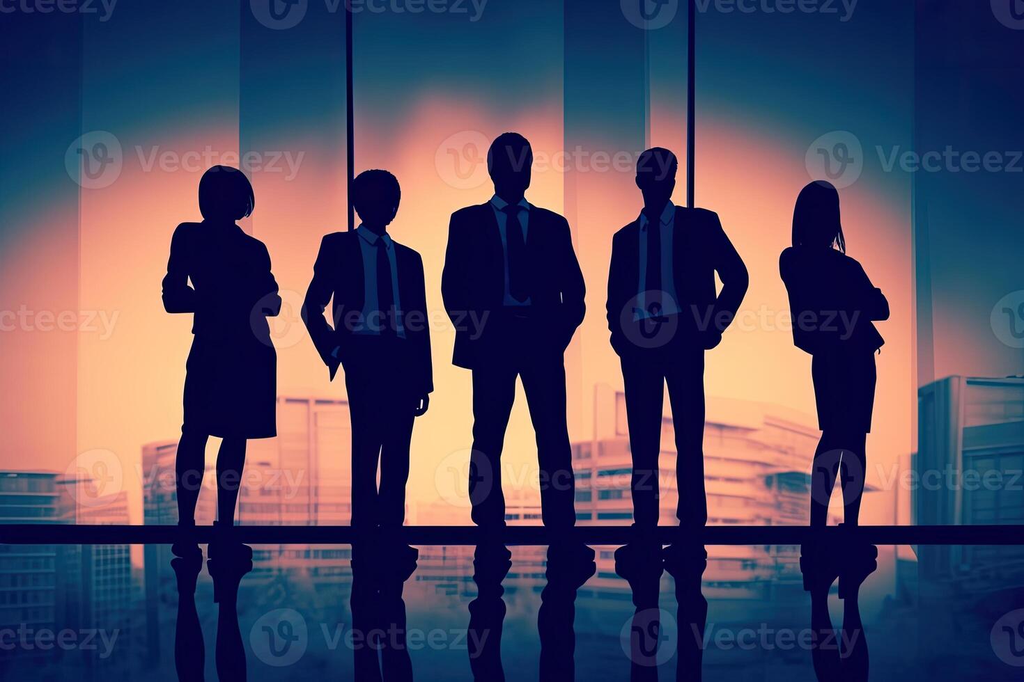 Silhouettes of Business People in an Office Building. Business People Meeting Team Corporate Concept. photo