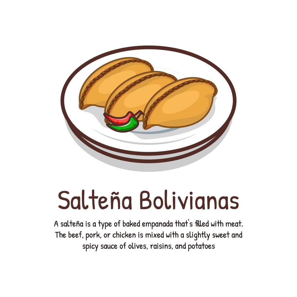 Saltenas Bolivian traditional snack Hand Pies Filled With Chicken Stew vector