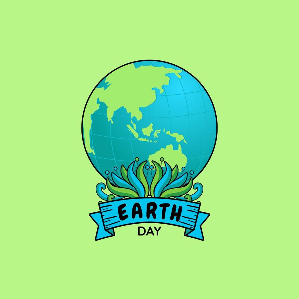 earth day with globe and leaf illustration art design vector