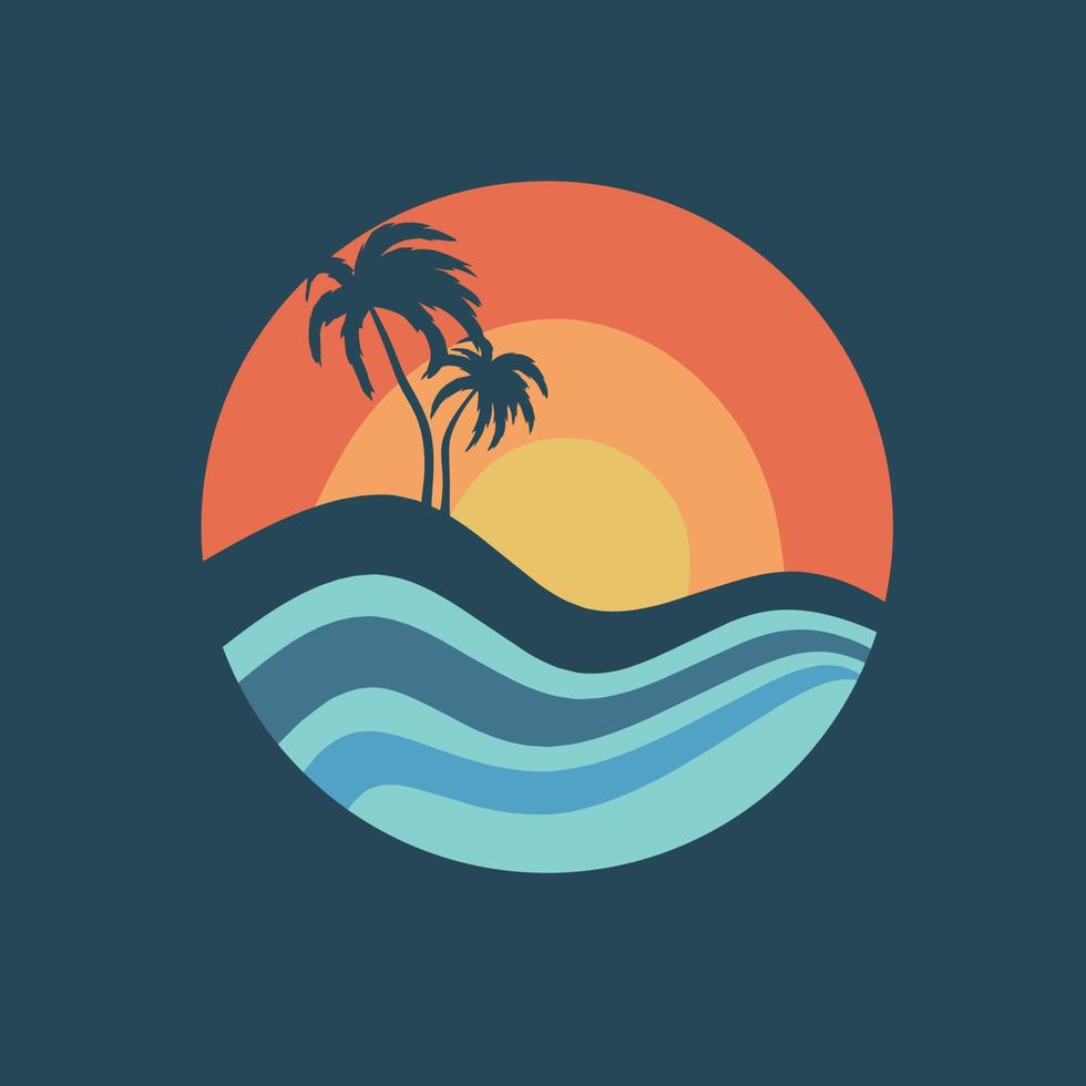 beach view logo design template vector