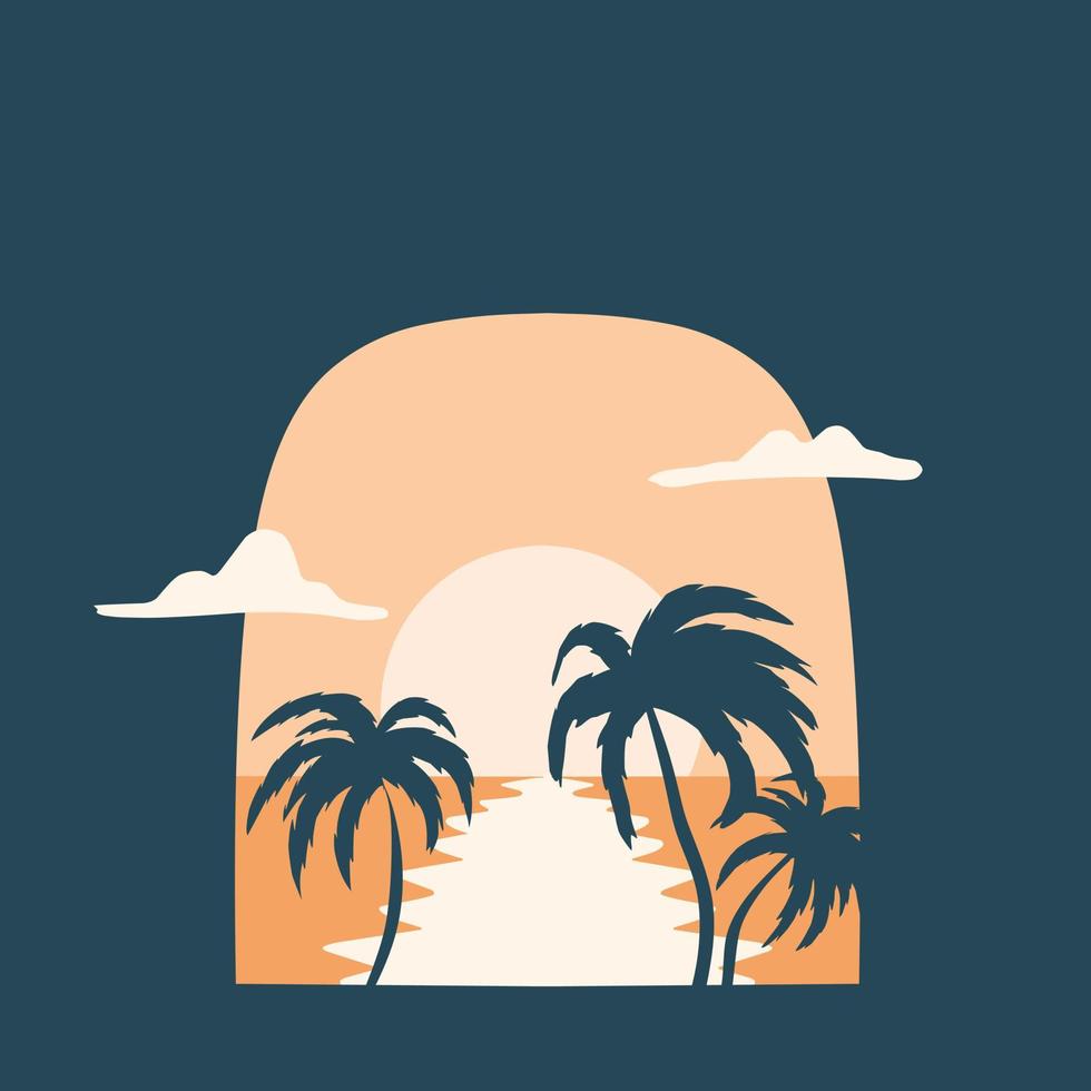 beach view logo design template vector