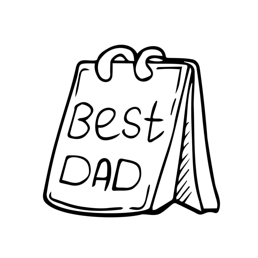 Doodle calendar Best Dad for Fathers day concept. vector