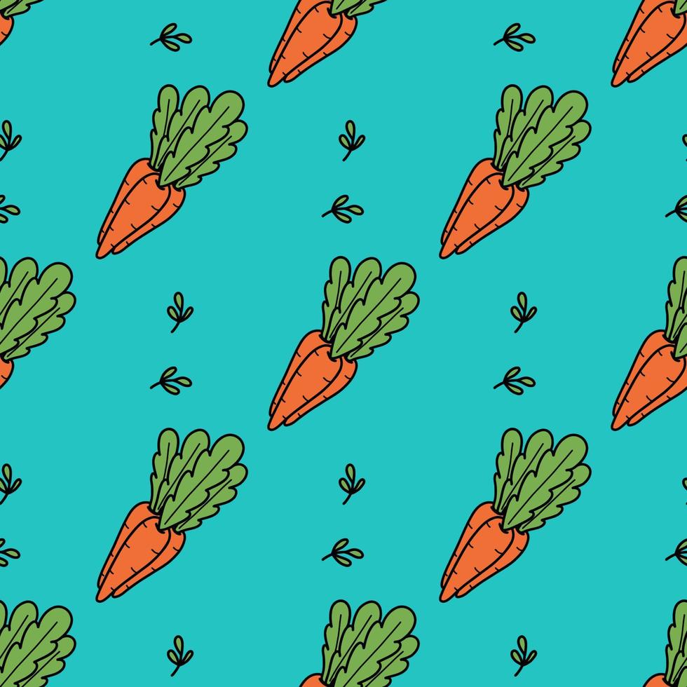 Cute spring and summer seamless pattern with carrots. Doodle Easter background vector