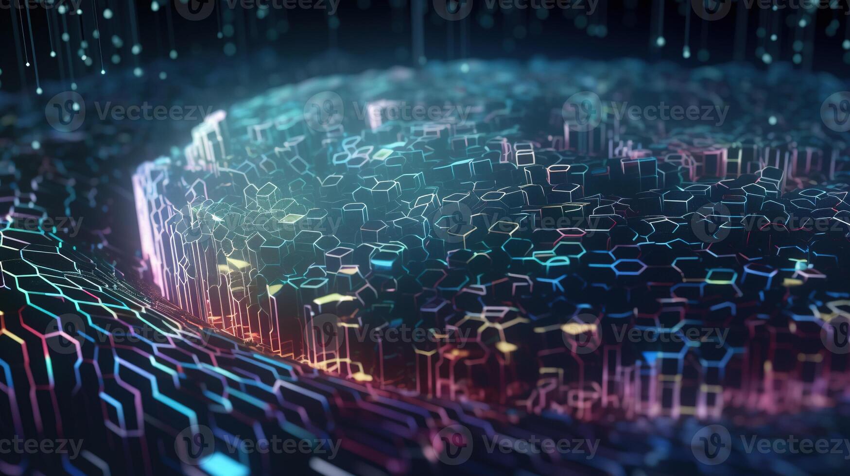 3D rendering of abstract digital technology background. Big data connection concept. photo