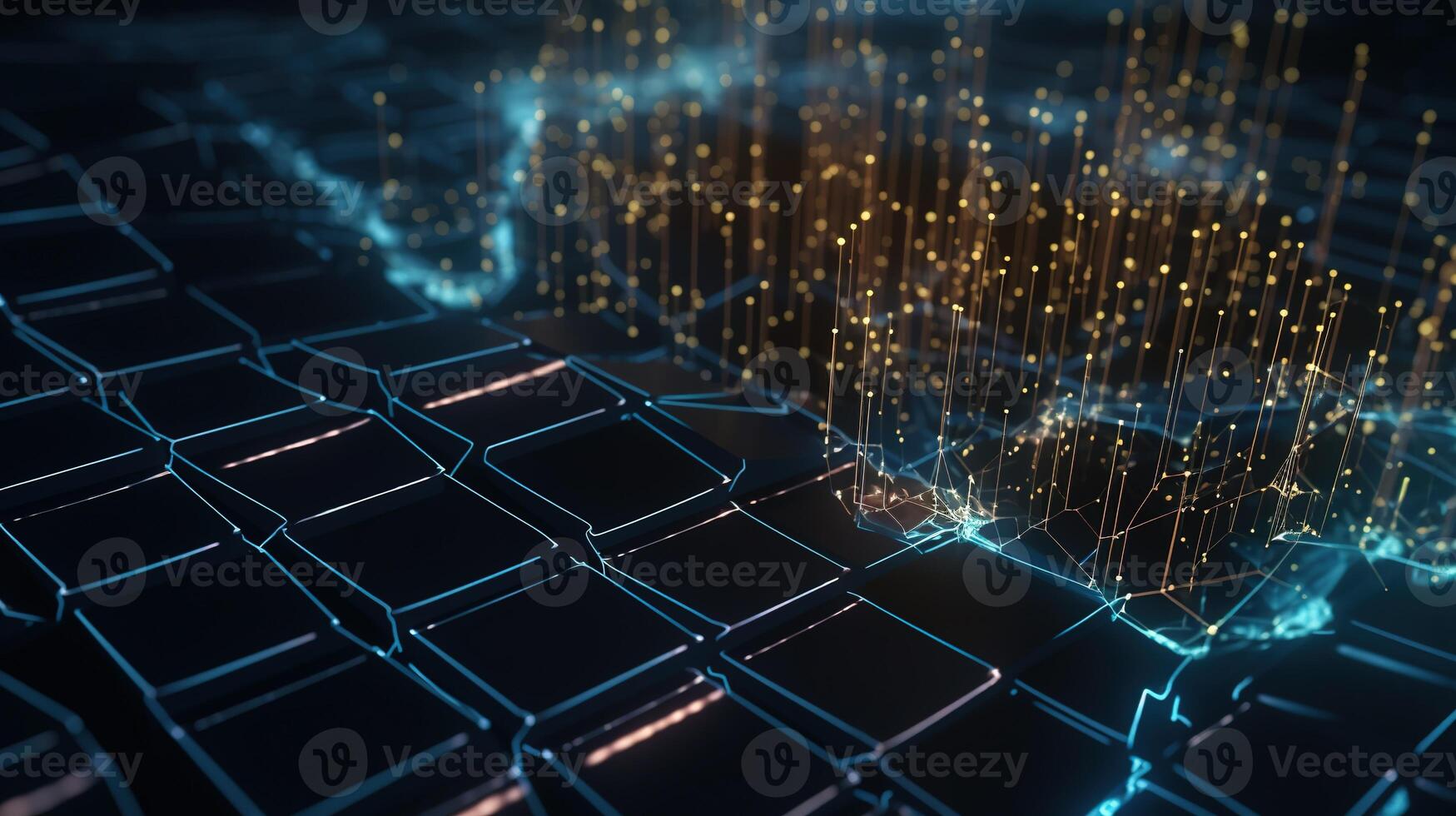 3D rendering of abstract digital technology background. Big data connection concept. photo