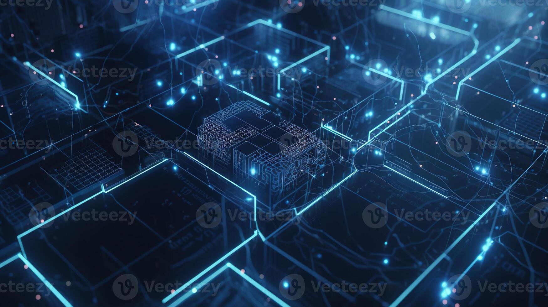 3D rendering of abstract digital technology background. Big data connection concept. photo