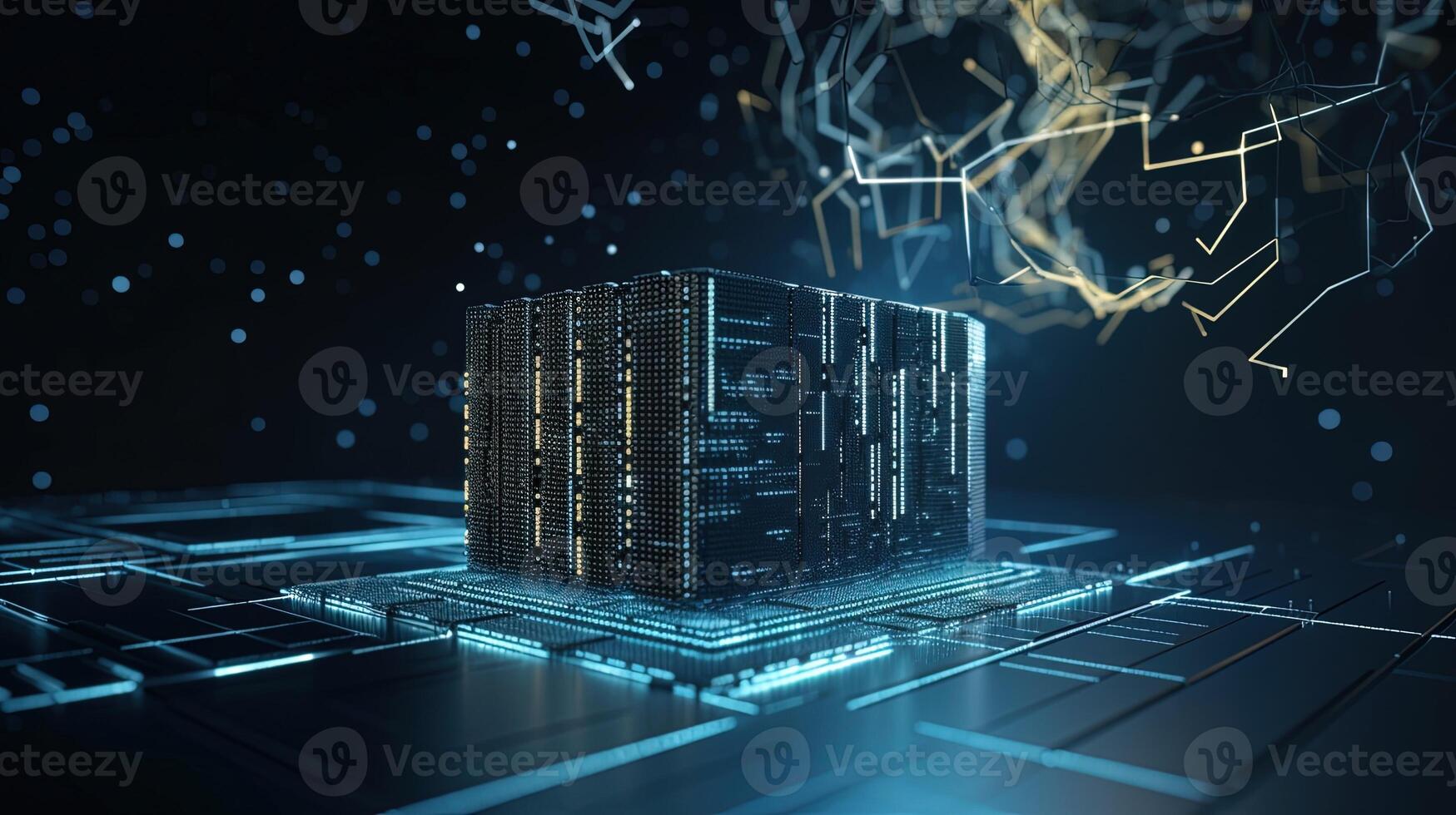 3D rendering of abstract digital technology background. Big data connection concept. photo