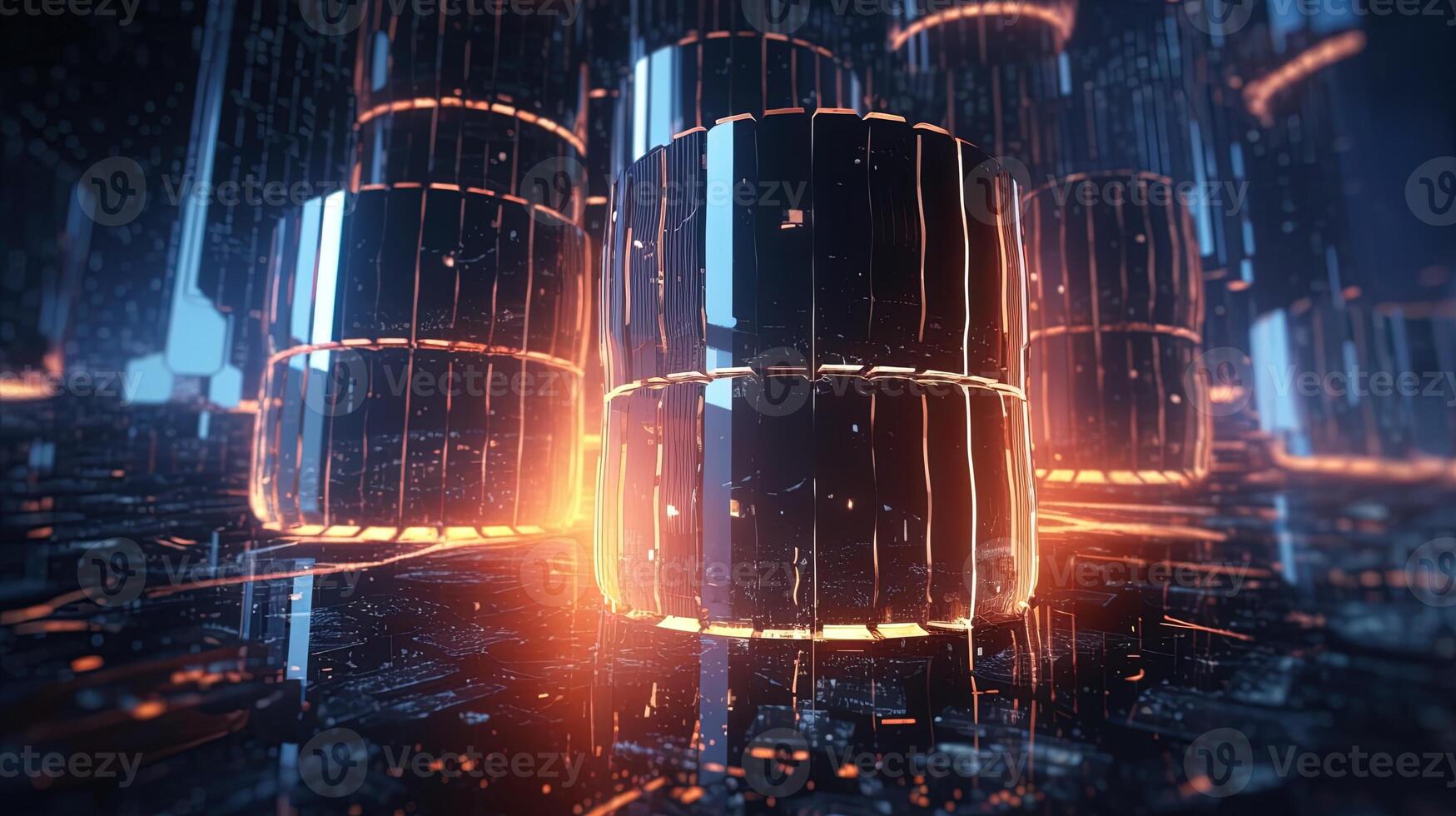 3D rendering of abstract digital technology background. Big data connection concept. photo
