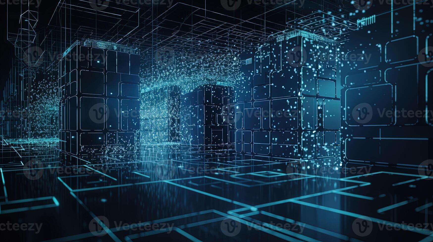 3D rendering of abstract digital technology background. Big data connection concept. photo