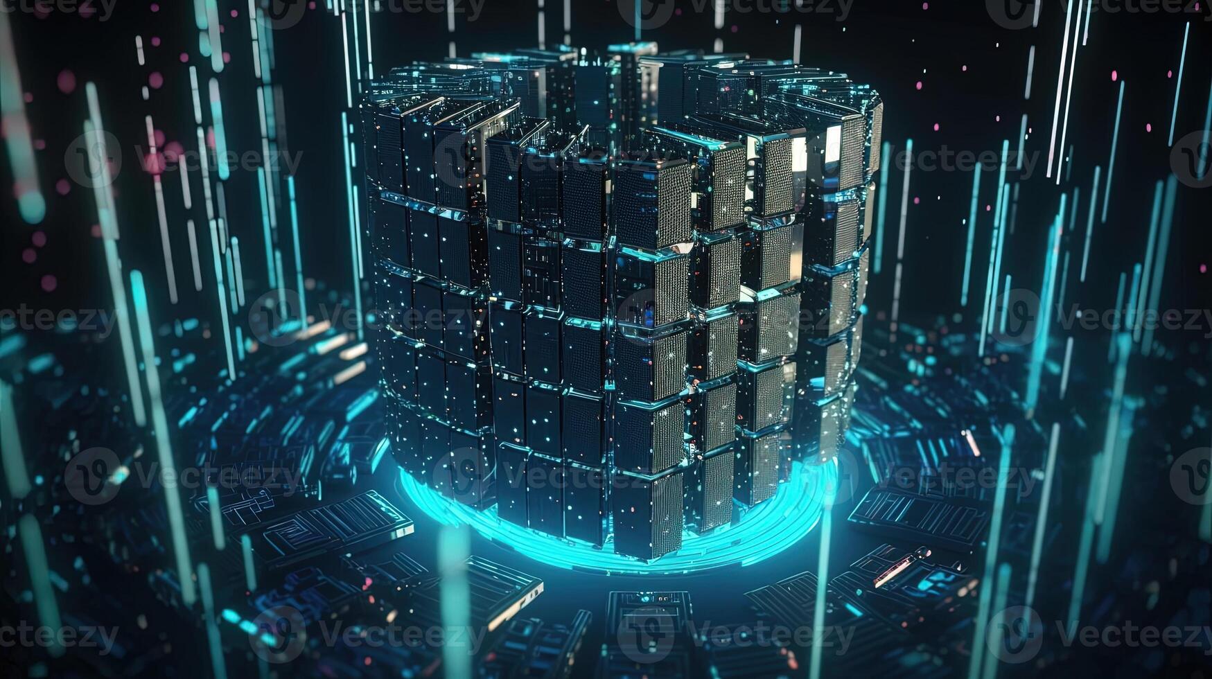 3D rendering of abstract digital technology background. Big data connection concept. photo