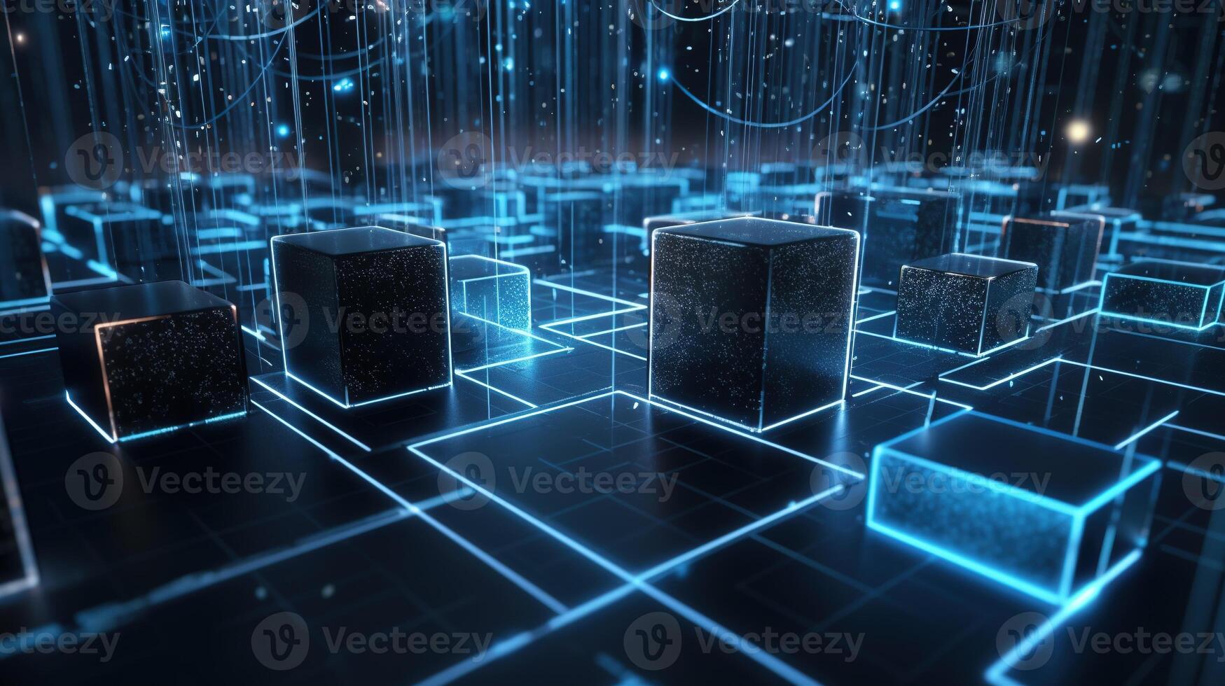 3D rendering of abstract digital technology background. Big data connection concept. photo