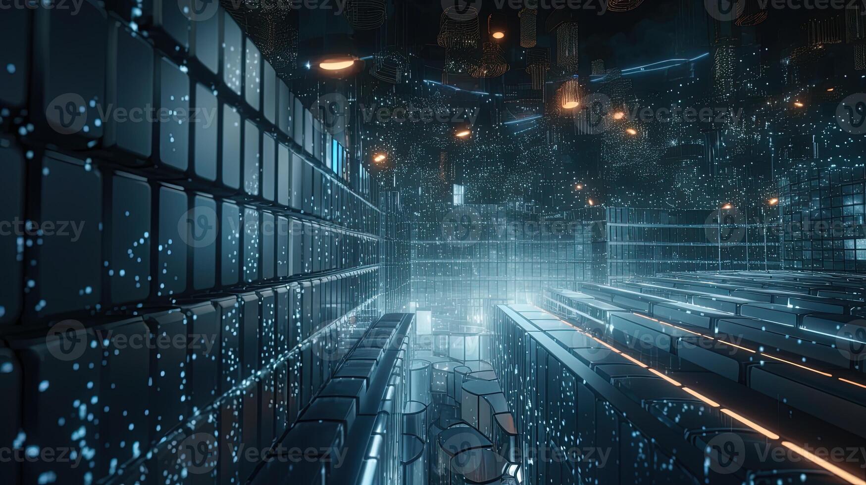 3D rendering of abstract digital technology background. Big data connection concept. photo