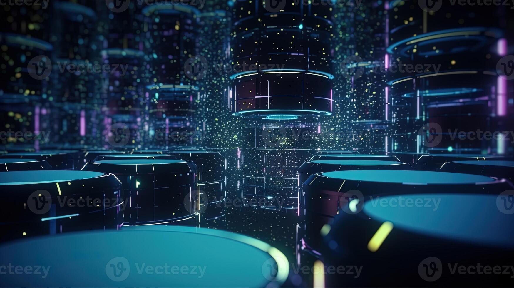 3D rendering of abstract digital technology background. Big data connection concept. photo