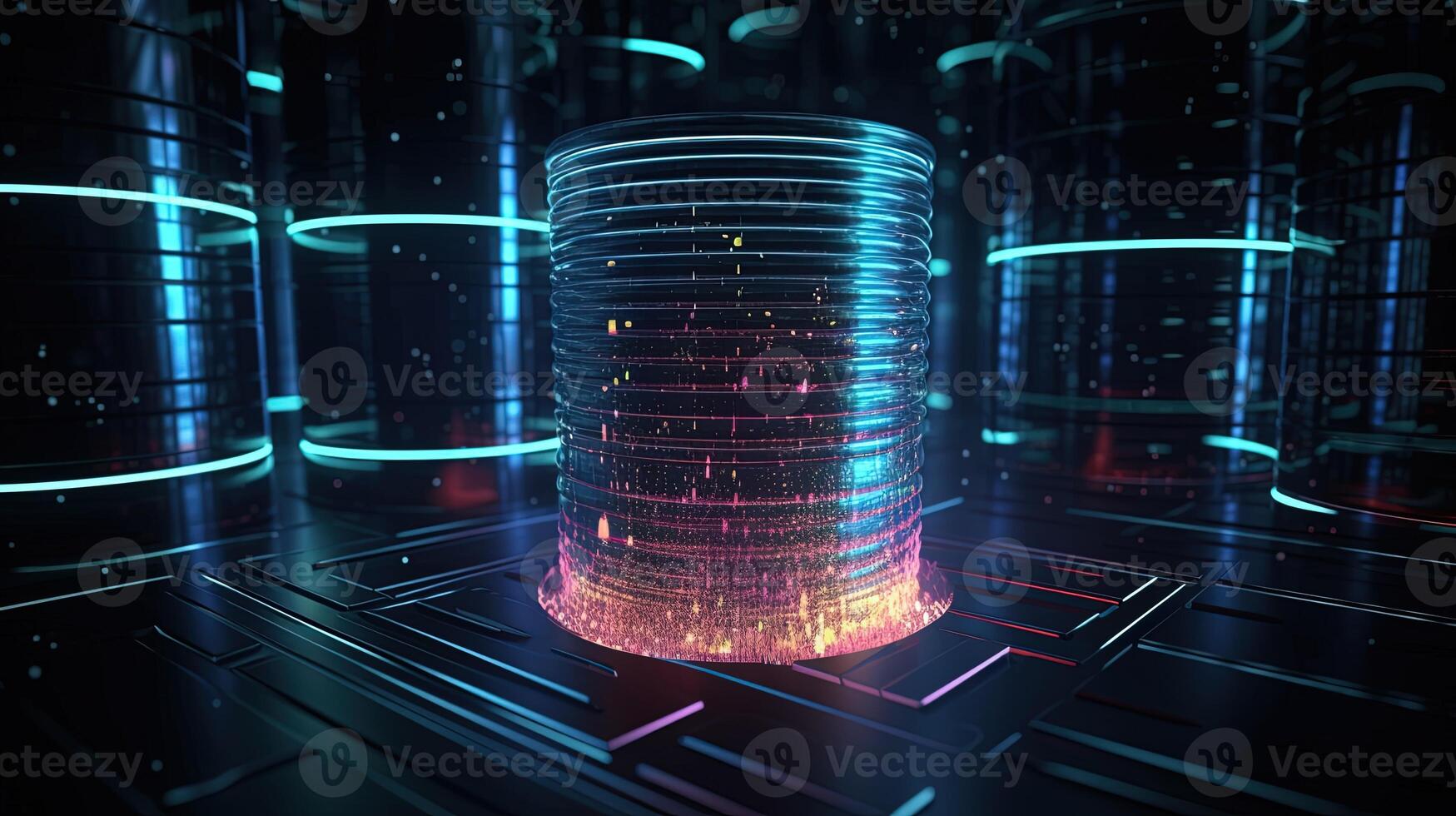 3D rendering of abstract digital technology background. Big data connection concept. photo