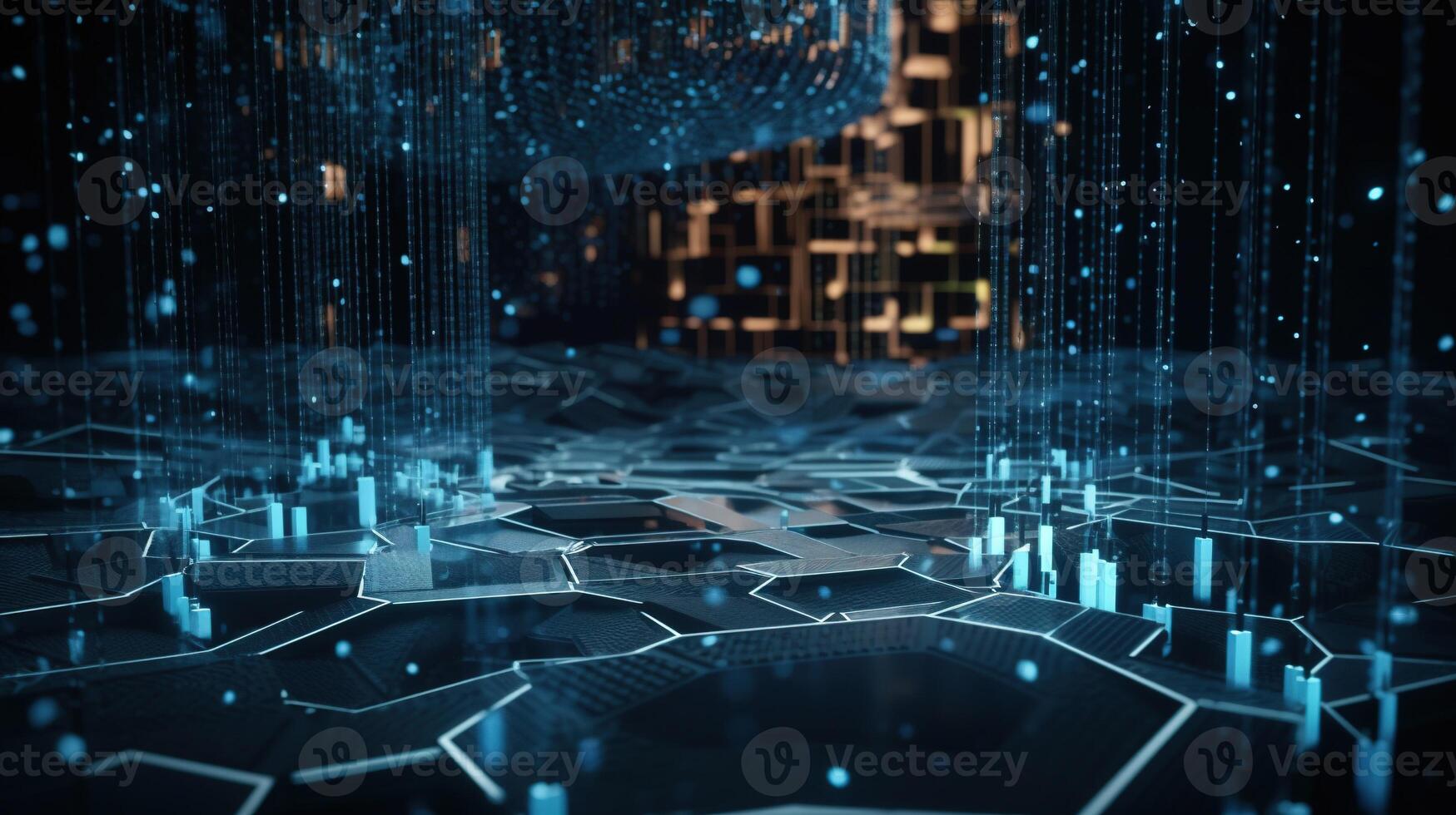 3D rendering of abstract digital technology background. Big data connection concept. photo