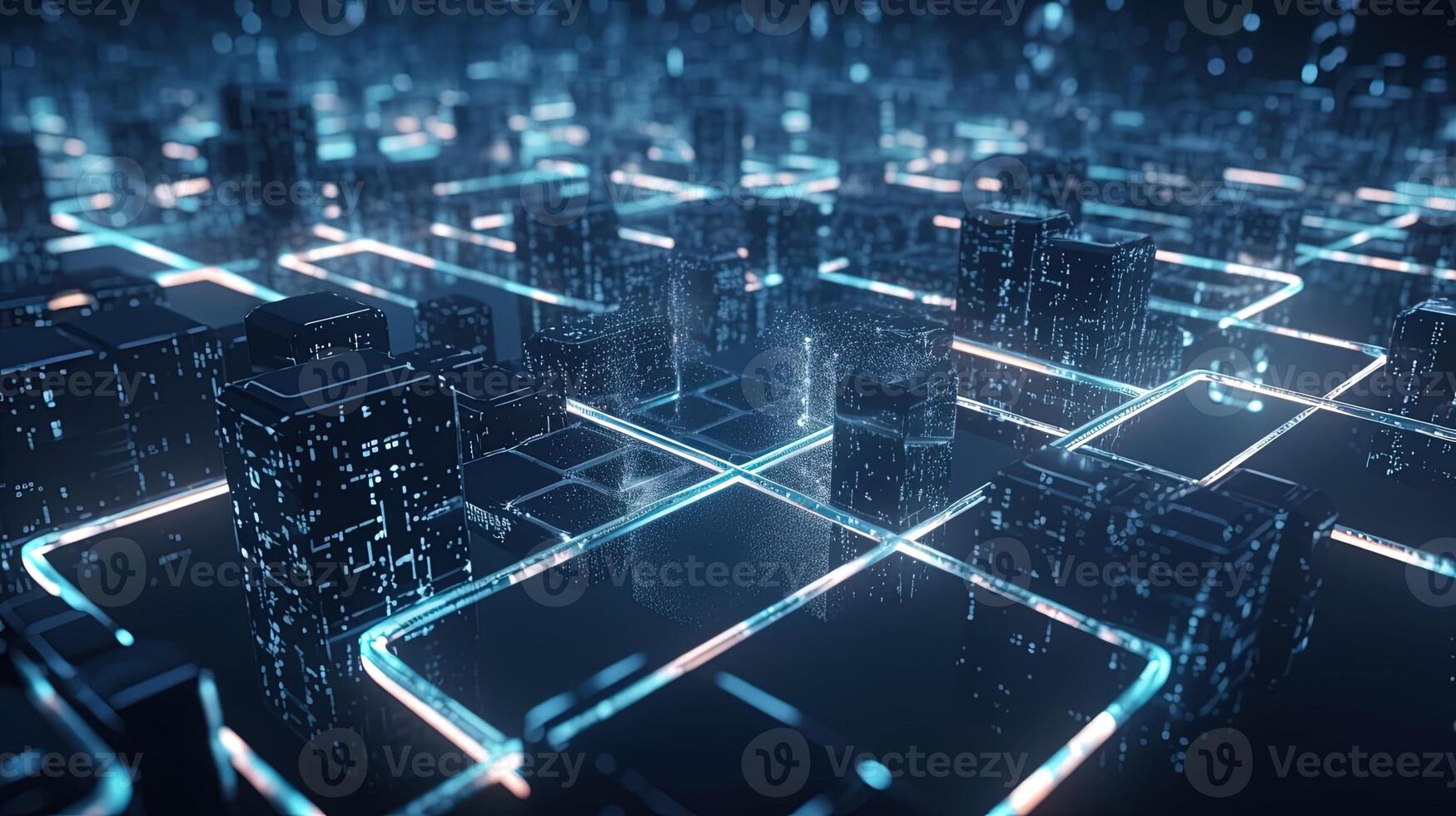 3D rendering of abstract digital technology background. Big data connection concept. photo
