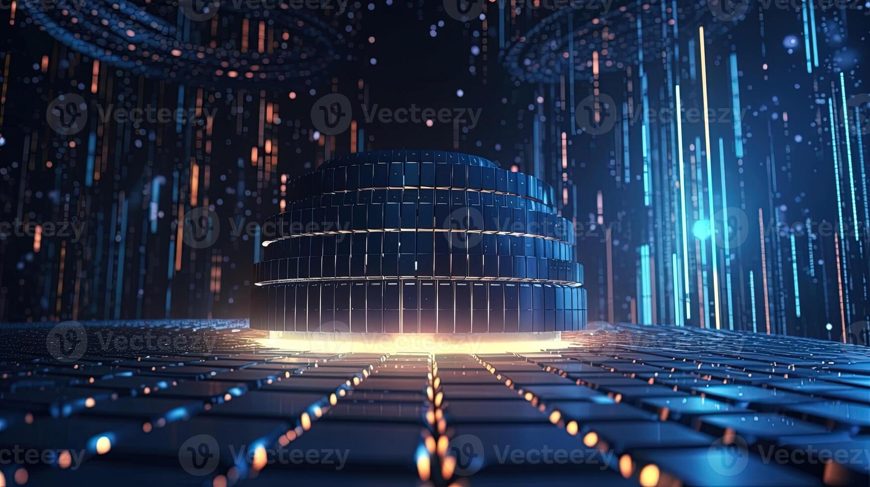 3D rendering of abstract digital technology background. Big data connection concept. photo
