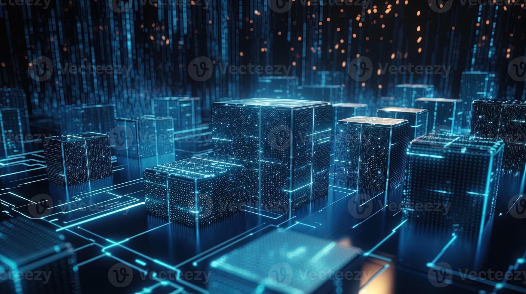 3D rendering of abstract digital technology background. Big data connection concept. photo