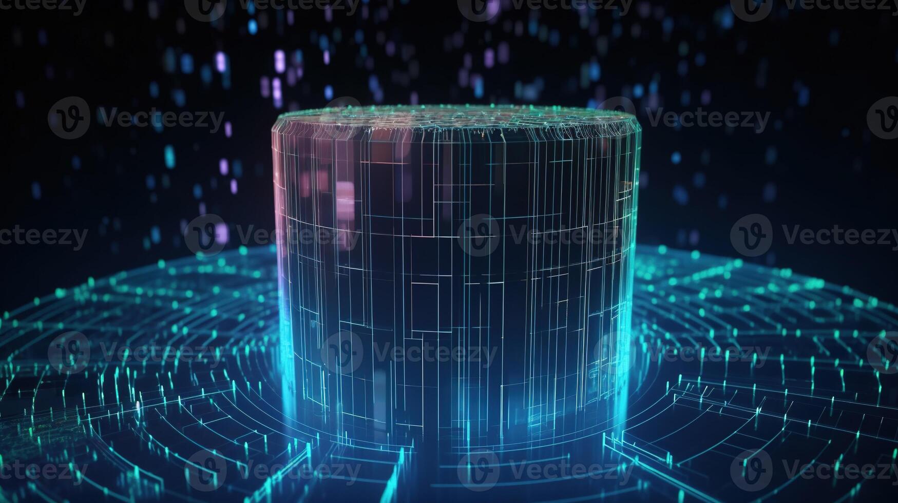 3D rendering of abstract digital technology background. Big data connection concept. photo