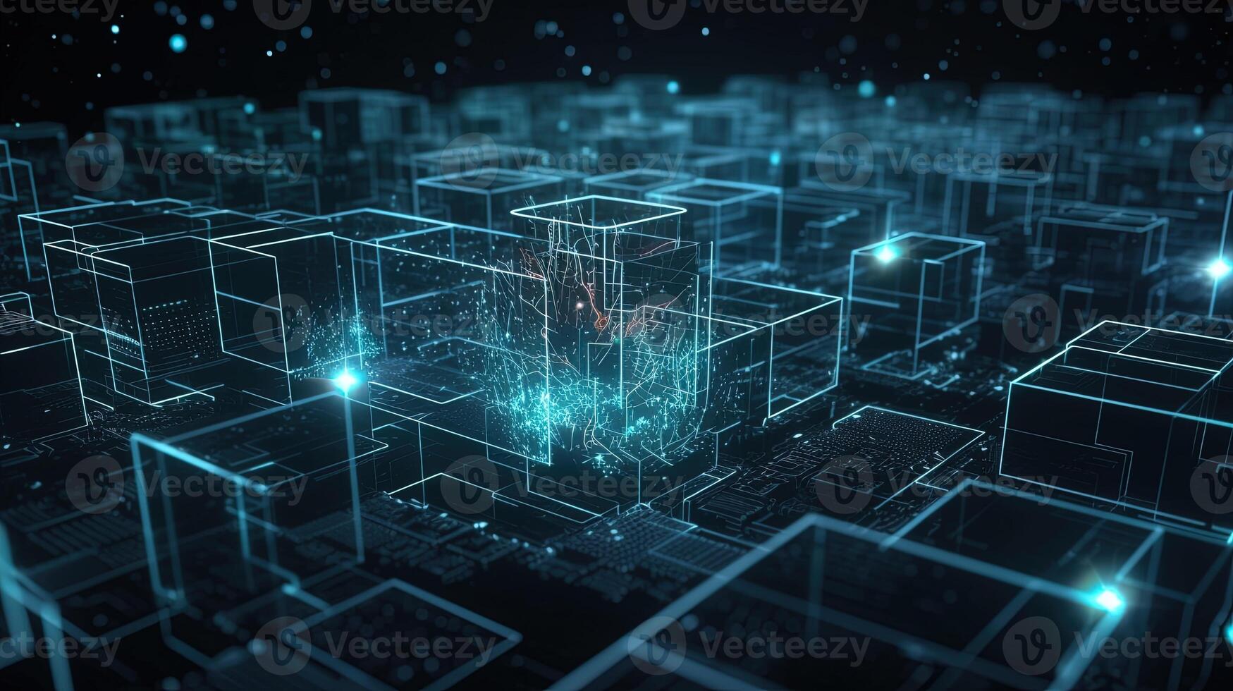 3D rendering of abstract digital technology background. Big data connection concept. photo