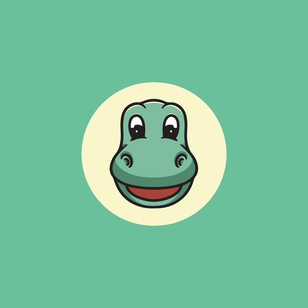 Cute brontosaurus smiling face cartoon illustration vector