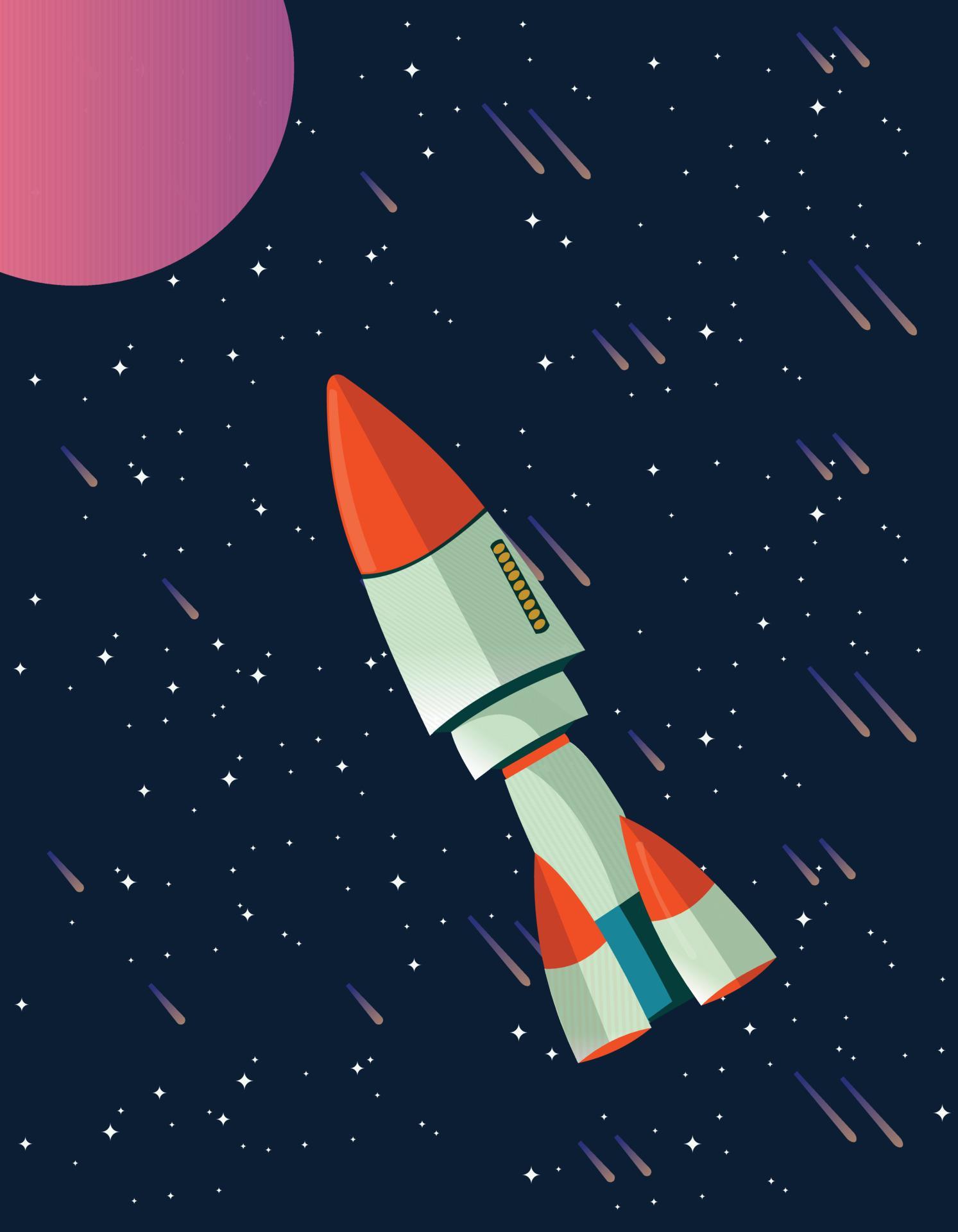 Vector illustration of a rocket flying in space. 22672564 Vector Art at Vecteezy