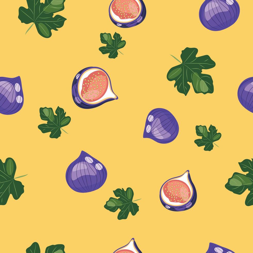 Vector pattern.Fig. Figs pattern. Figs with leaves pattern.