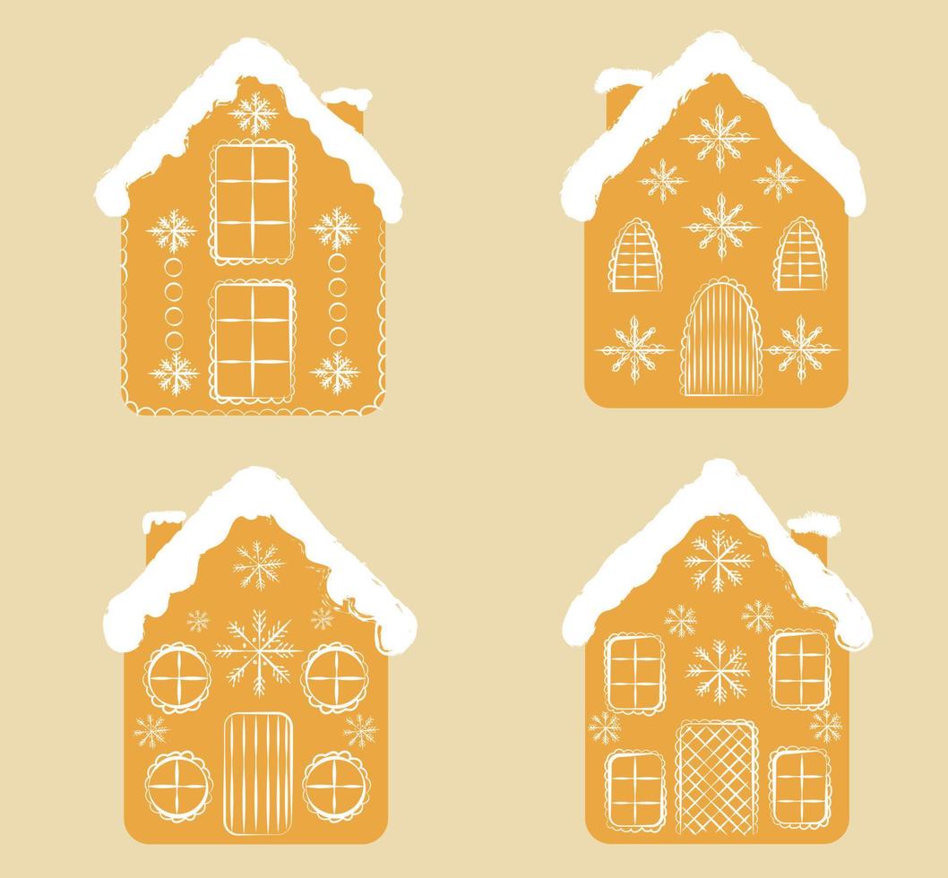 Set of Christmas houses. Ginger house. Gingerbread. High quality vector illustration.