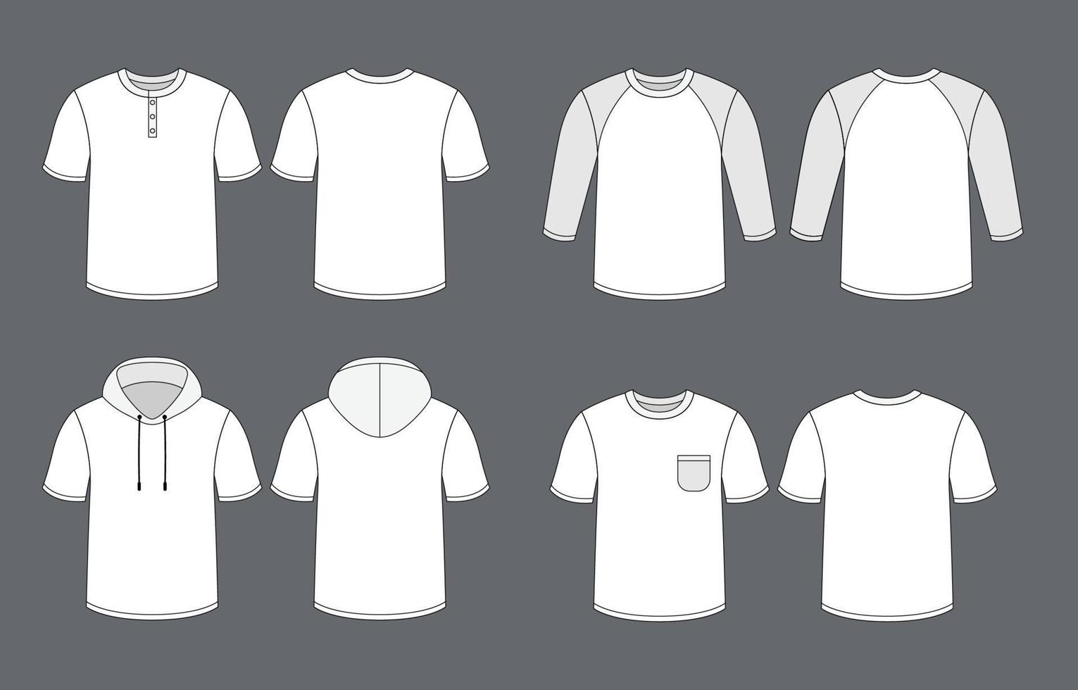 Pairs of Outlined White T-Shirt Mock Up vector