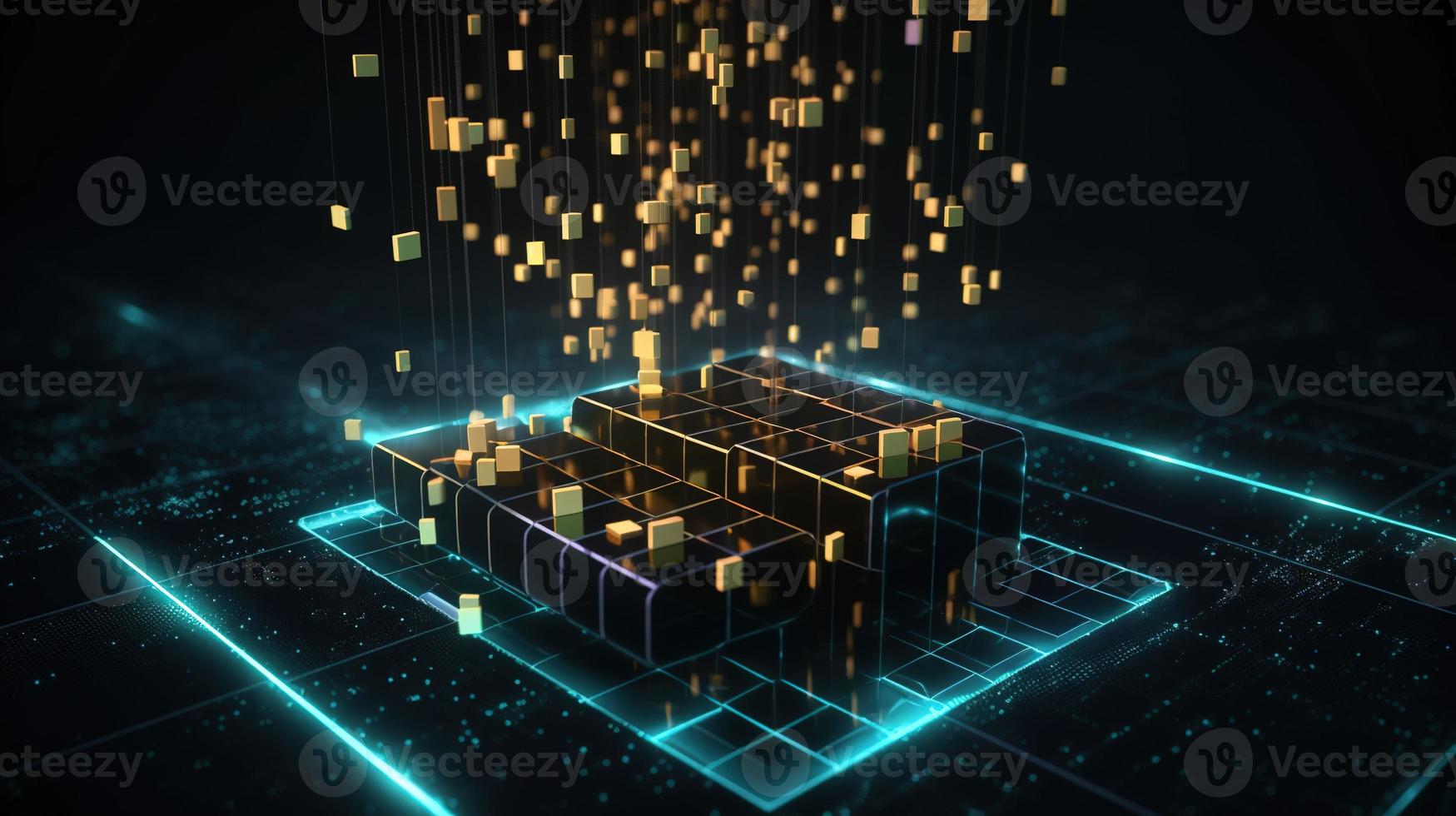 3D rendering of abstract digital technology background. Big data connection concept photo