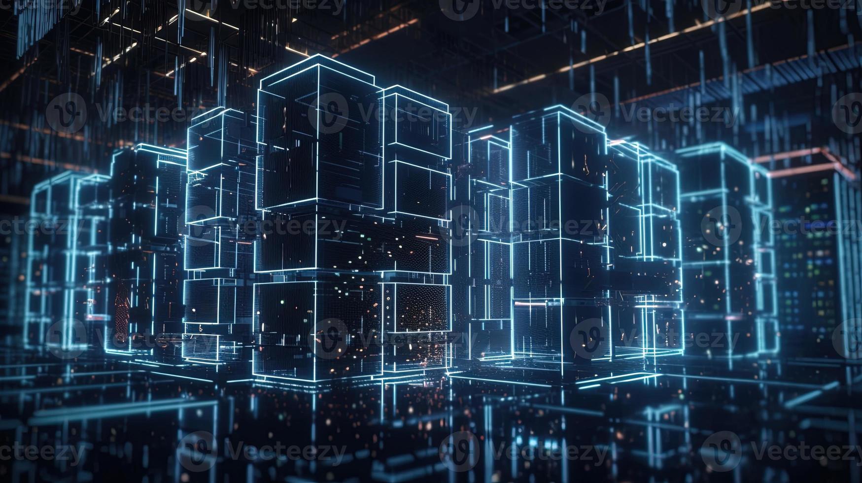 3D rendering of abstract digital technology background. Big data connection concept photo