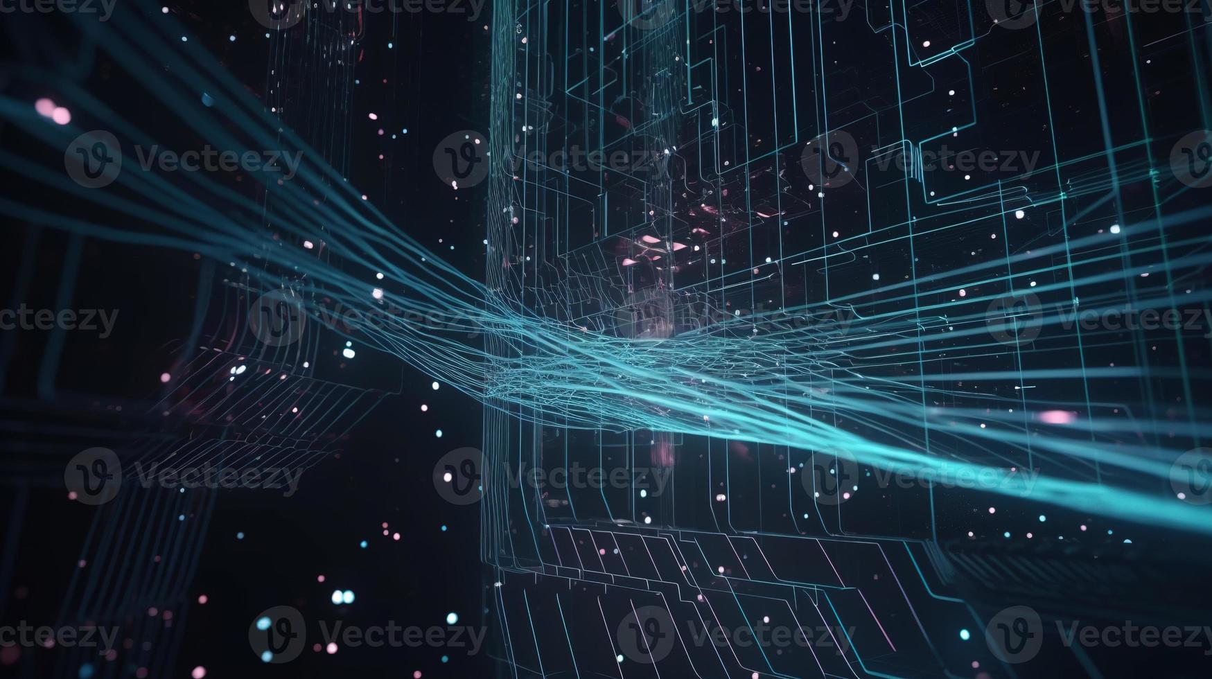 3D rendering of abstract digital technology background. Big data connection concept photo