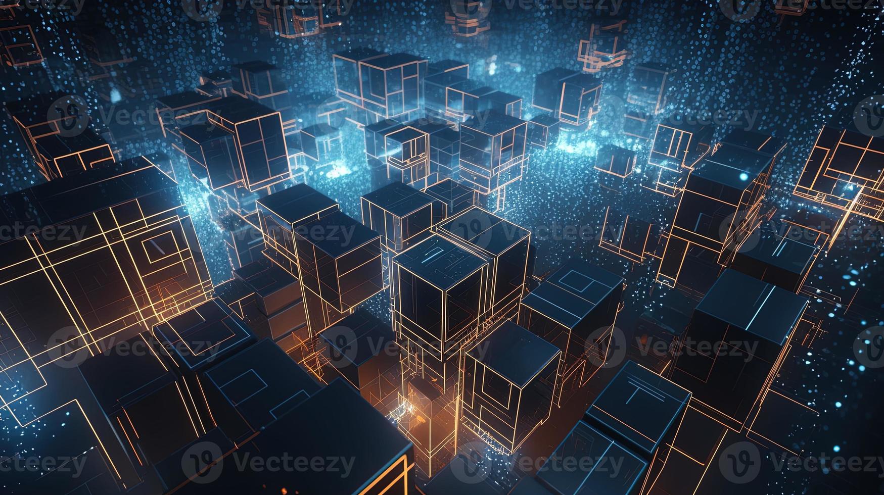 3D rendering of abstract digital technology background. Big data connection concept photo