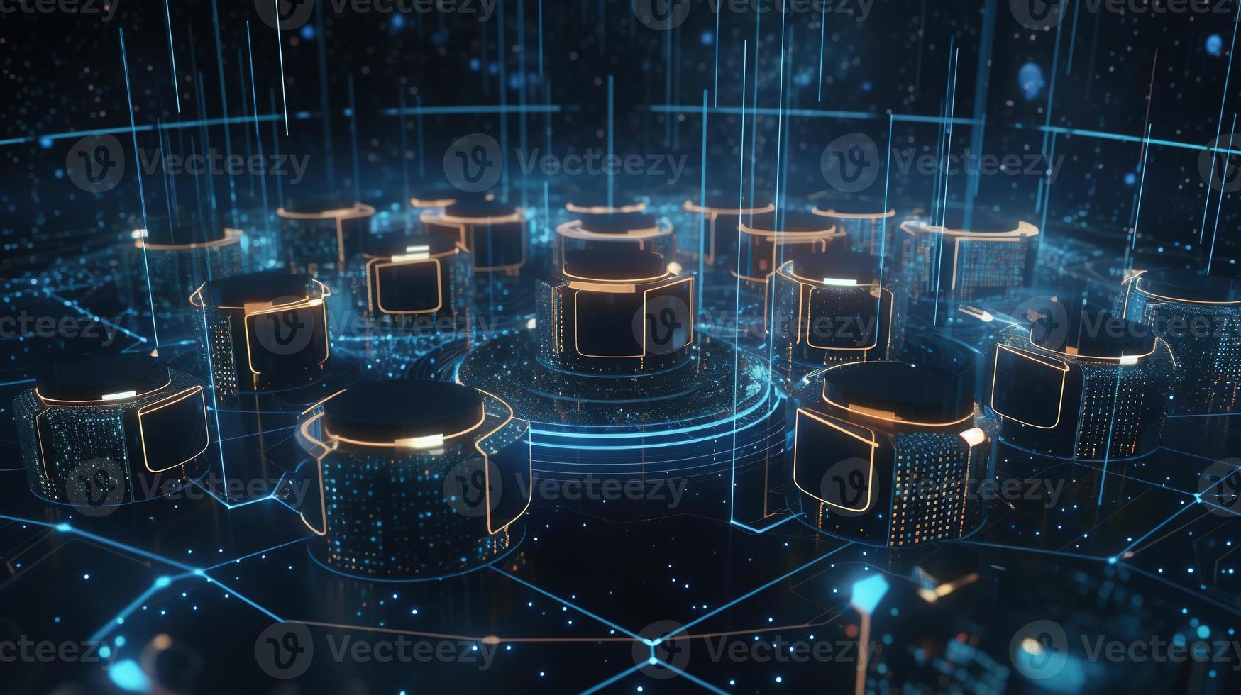 3D rendering of abstract digital technology background. Big data connection concept photo
