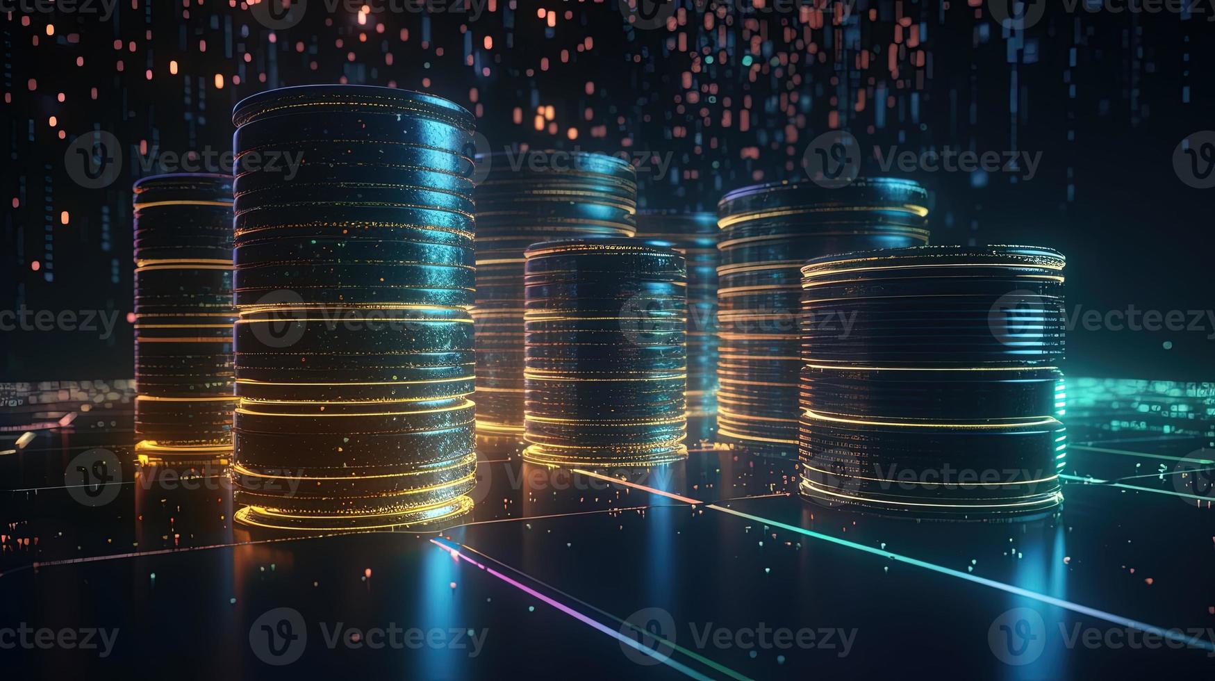 3D rendering of abstract digital technology background. Big data connection concept photo