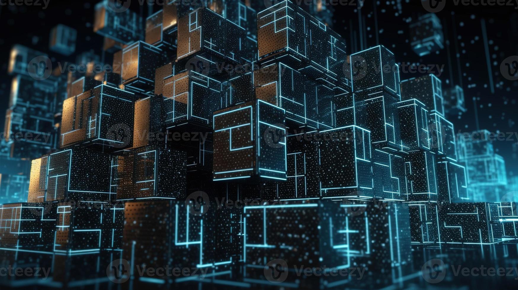 3D rendering of abstract digital technology background. Big data connection concept photo